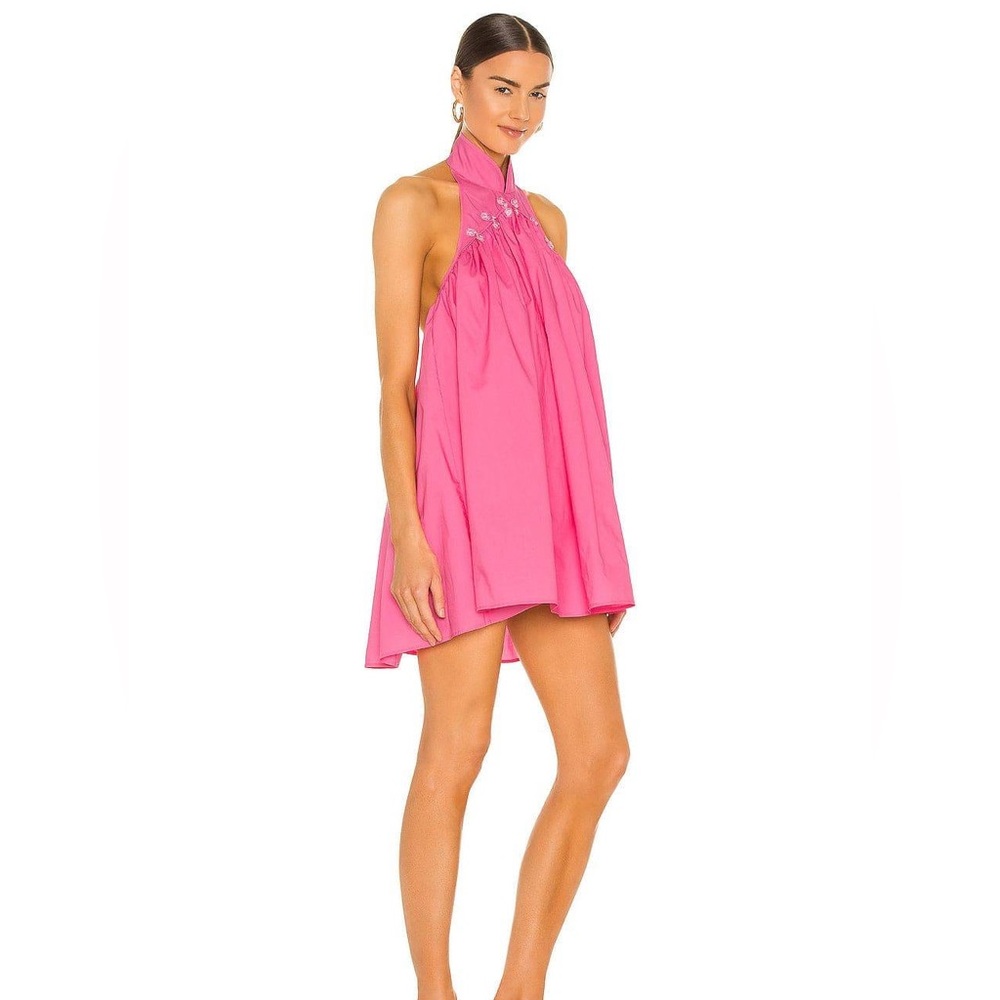Elegant Pink Halter Dress